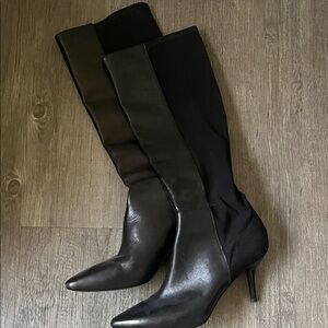 Via Spiga Black Over-the-Knee Pointed Stiletto Boots